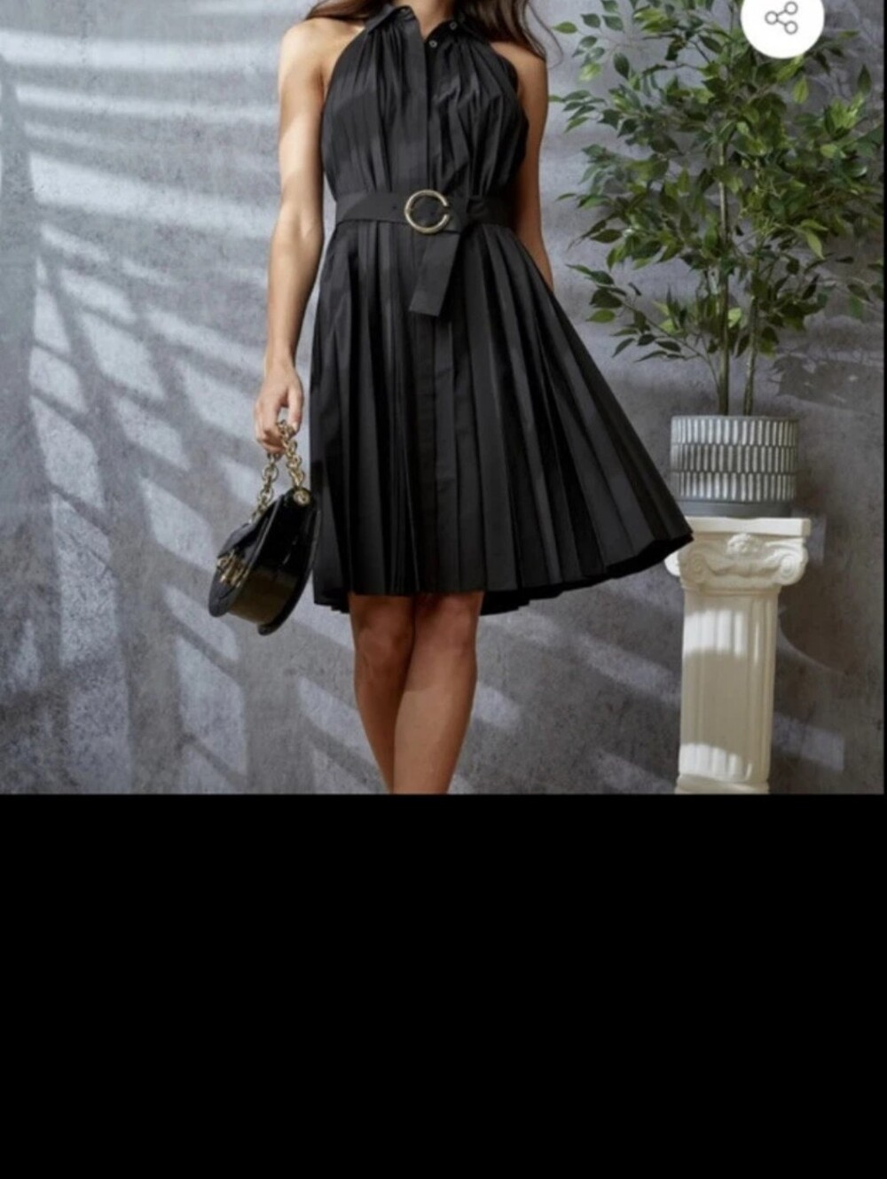 Elie Tahari Black One-Shoulder Pleated Belted Cocktail Dress